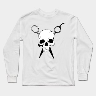 Skull and Shears Hair Stylist Art Long Sleeve T-Shirt